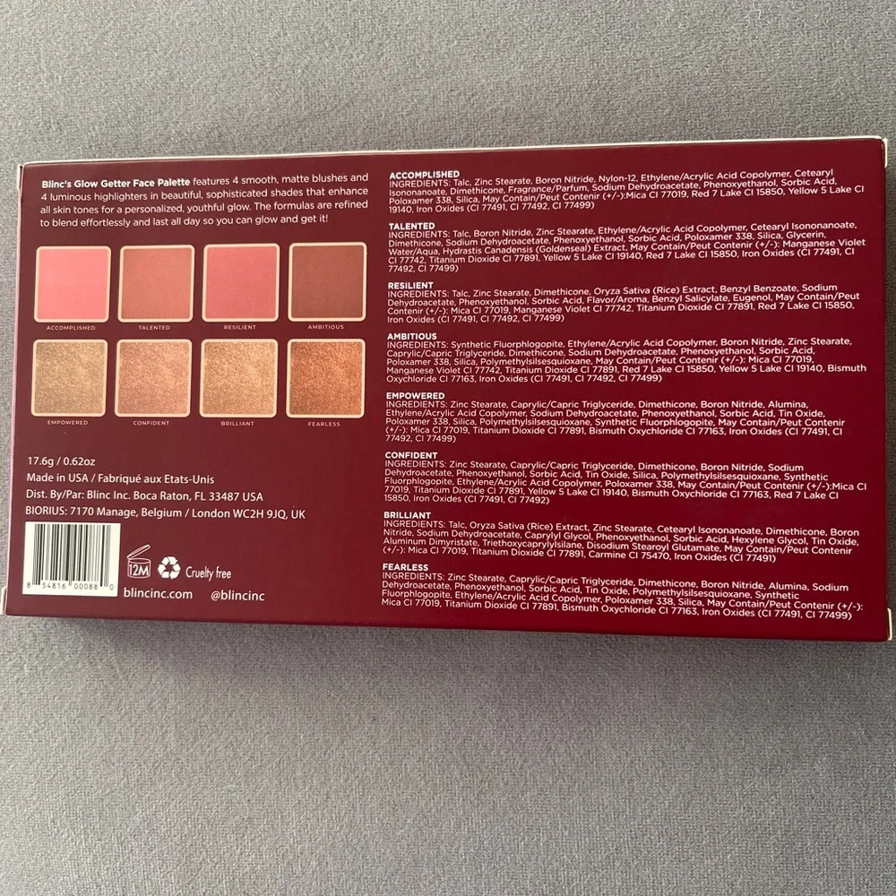 Blinc Glow Getter Face Palette, Cheek Palette with Highlighters, Blush & Contour